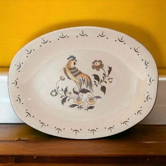 Staffordshire Old Granite Sun Up Platter Serving Johnson Brothers Rooster Vtg - Picture 1 of 13